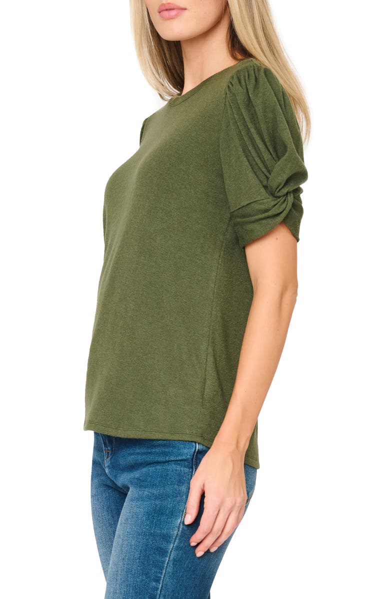 GIBSONLOOK Twist Puff Sleeve Luxe T-Shirt, Alternate, color, Martini Olive