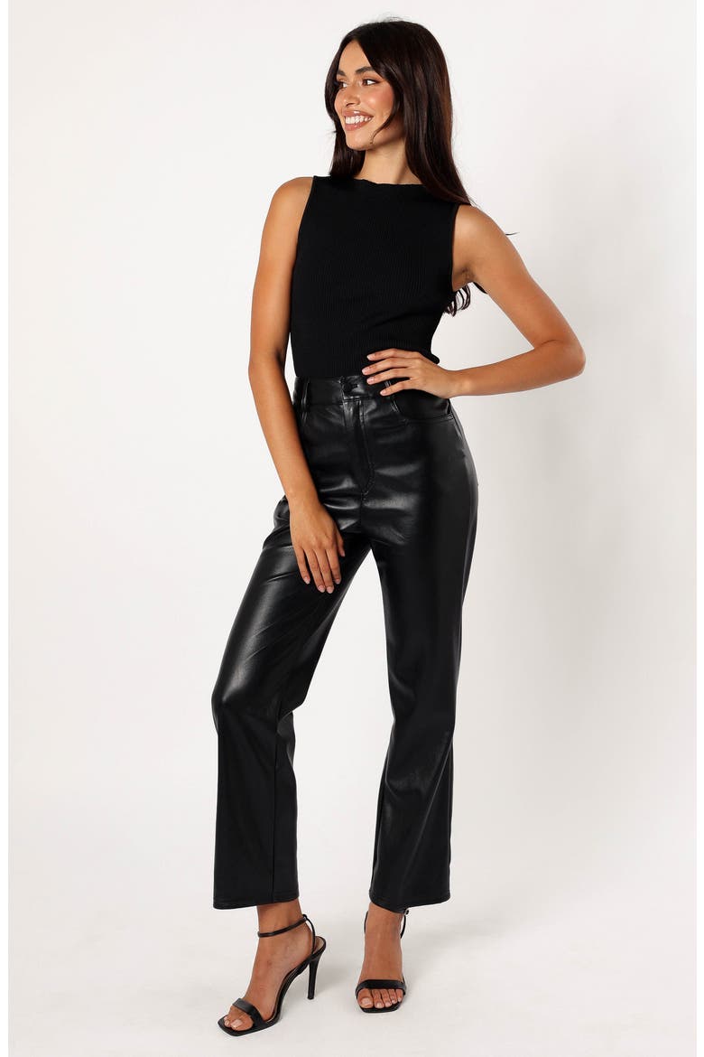 Maverick High Waist Straight Leg Faux Leather Pants, Alternate, color, BLACK