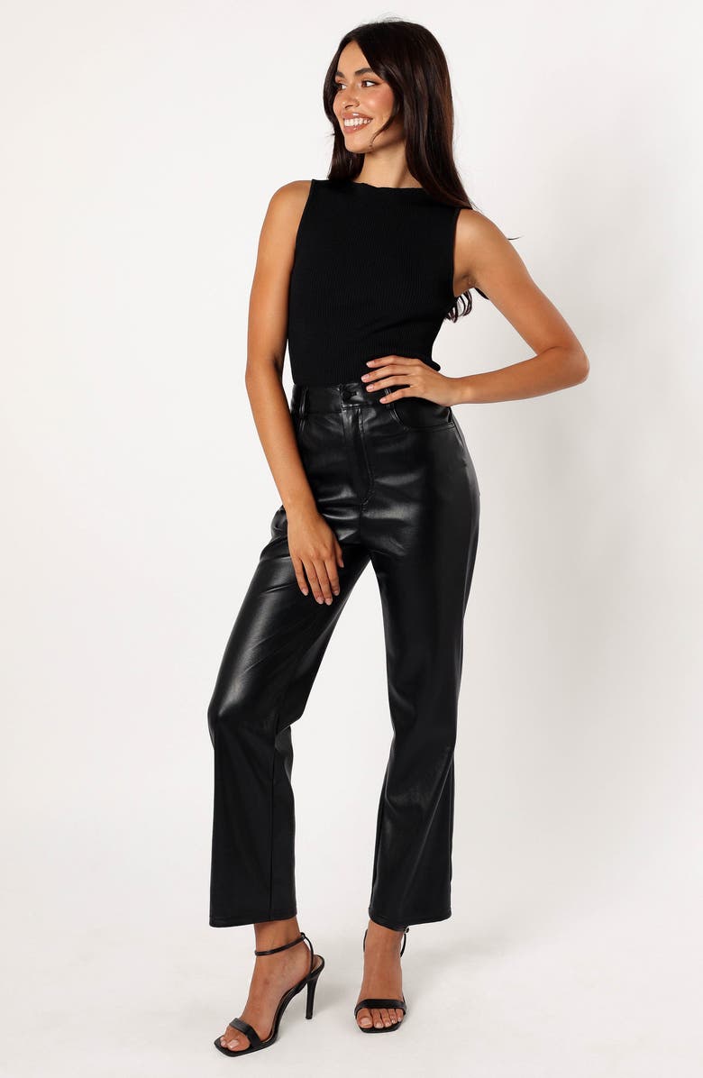 Petal & Pup Maverick High Waist Straight Leg Faux Leather Pants, Alternate, color, Black