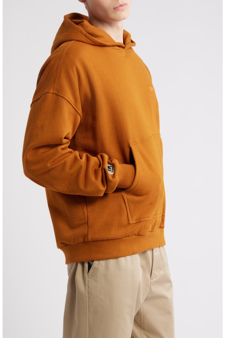 Oversize Embroidered Logo Heavyweight Hoodie, Alternate, color, RUSTIC CARAMEL