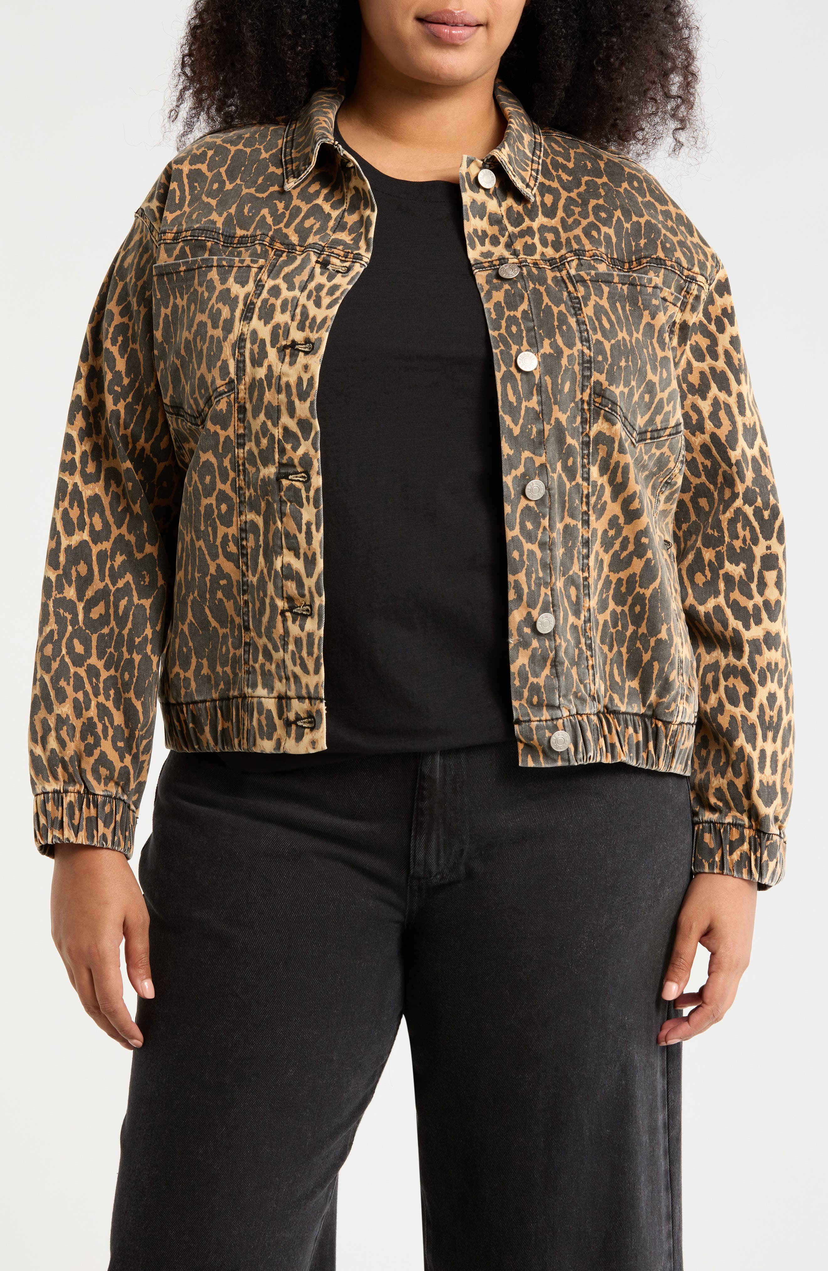 DR2 by Daniel Rainn Leopard Print Oversize Trucker Jacket