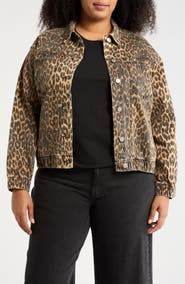 DR2 by Daniel Rainn Leopard Print Oversize Trucker Jacket
