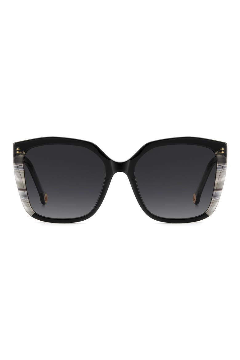 Her 57mm Gradient Square Geometric Sunglasses, Main, color, BLACK/ DARK GREY