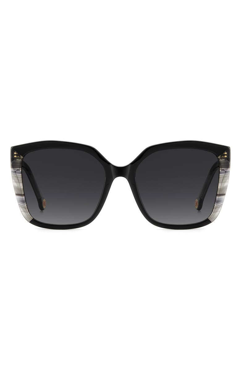 Carolina Herrera Her 57mm Gradient Square Geometric Sunglasses, Main, color, Black/ Dark Grey