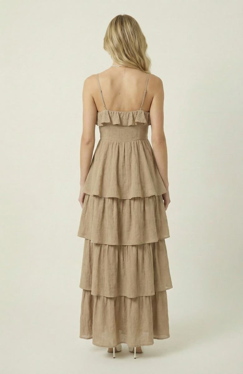 Modenaire Strapless Tiered Ruffle Maxi Dress with High Slit, Alternate, color, 