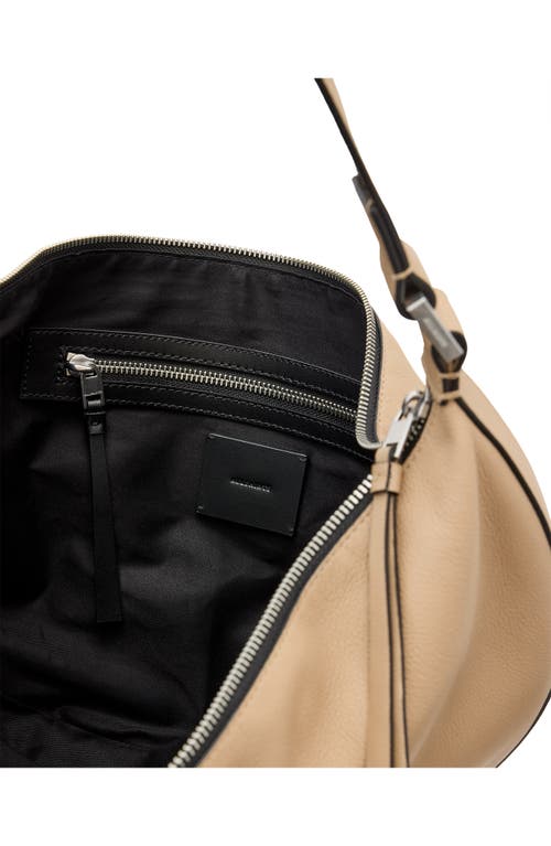 Shop Allsaints Half Moon Leather Shoulder Bag In Mink Brown