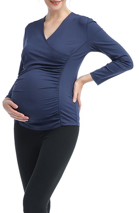 売れ筋商品|||キミ アンド カイ カットソー トップス レディース Maternity Addison Nursing Pajama Set Denim blue Women's 