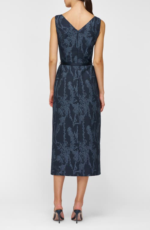 Kay Unger Drew Beaded Embroidery Cocktail Dress In Blue