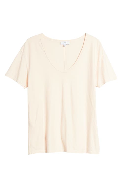 Shop Ag Henson Deep Scoop Cotton T-shirt In Pink Blush