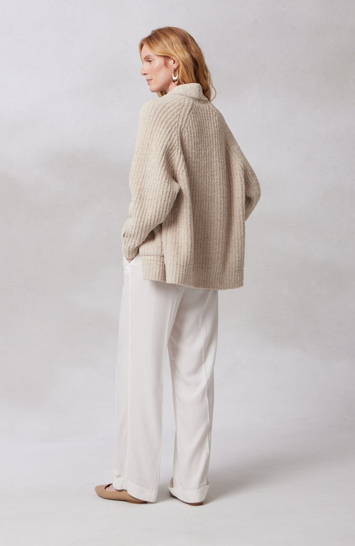 Kashwere Apparel Easy Cardigan Chenilla Classic In Wheat Linen