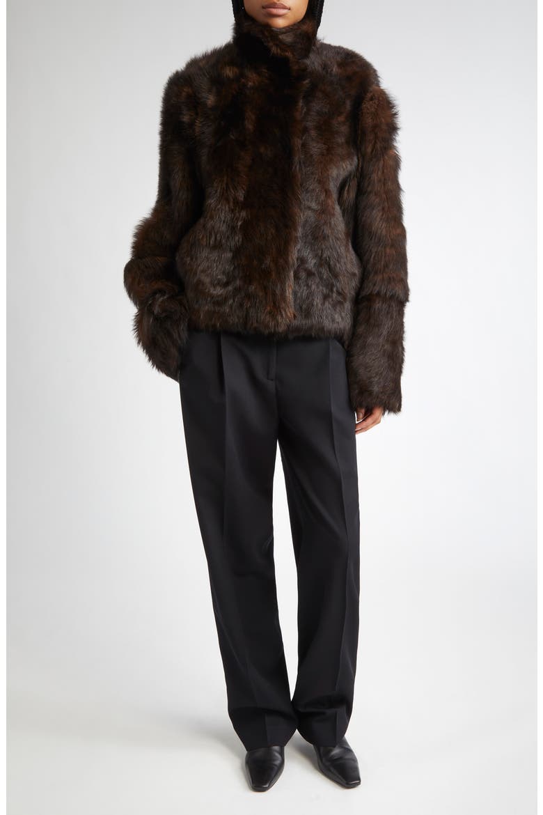 Genuine Shearling Jacket, Alternate, color, DARK BROWN