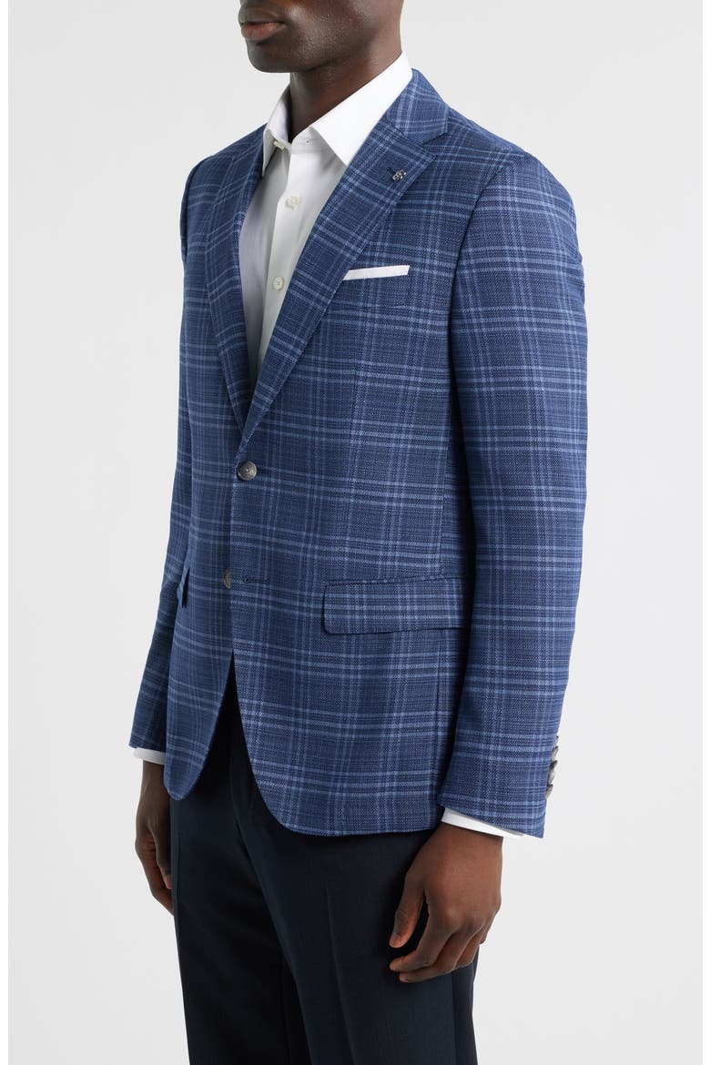 Hutson Slim Fit Navy Plaid Slub Wool Blend Sport Coat, Alternate, color, DARK BLUE