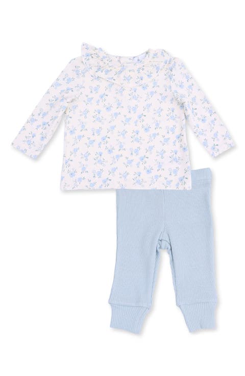 Kids' Ruffle Collar Floral Top & Pants Set
