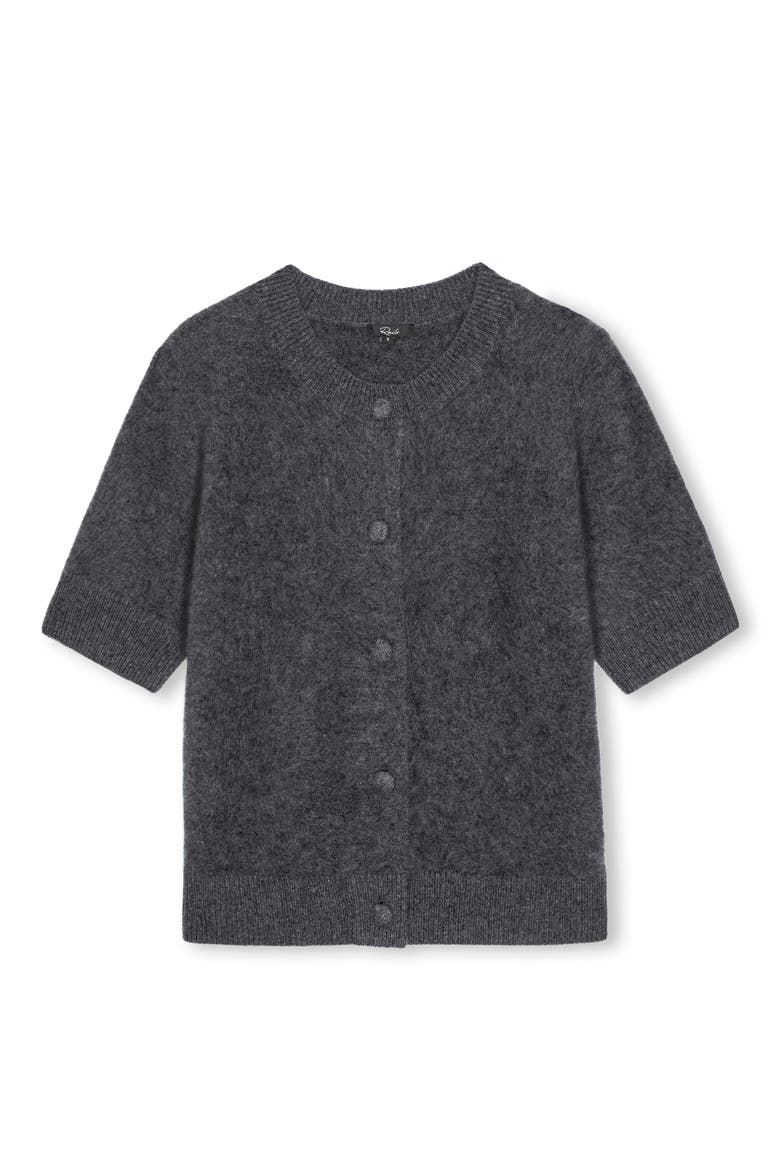 Roman Short Sleeve Wool & Cashmere Cardigan, Alternate, color, CHARCOAL
