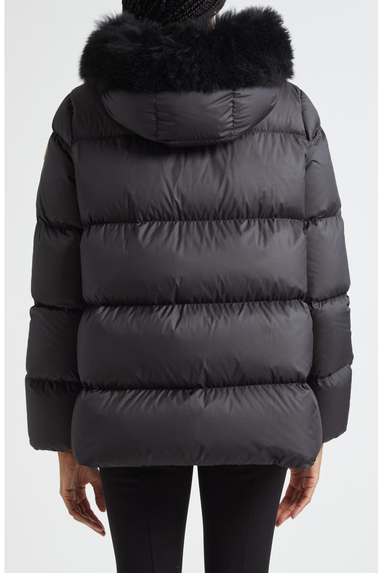Laichefur Down Hooded Jacket with Removable Genuine Shearling Trim, Alternate, color, BLACK