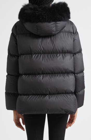 Moncler Laichefur Down Hooded Jacket with Removable Genuine