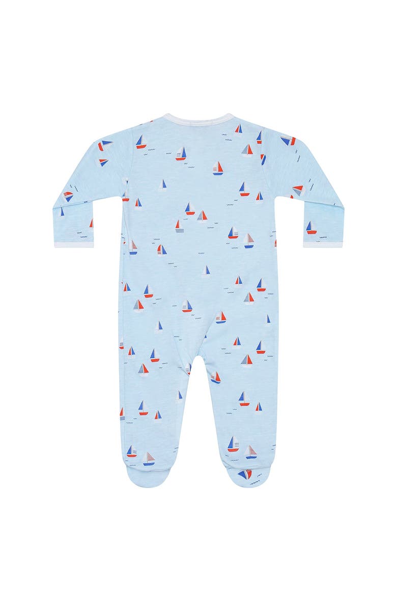 Sailing Boats Zipper Footie, Alternate, color, Blue, Red