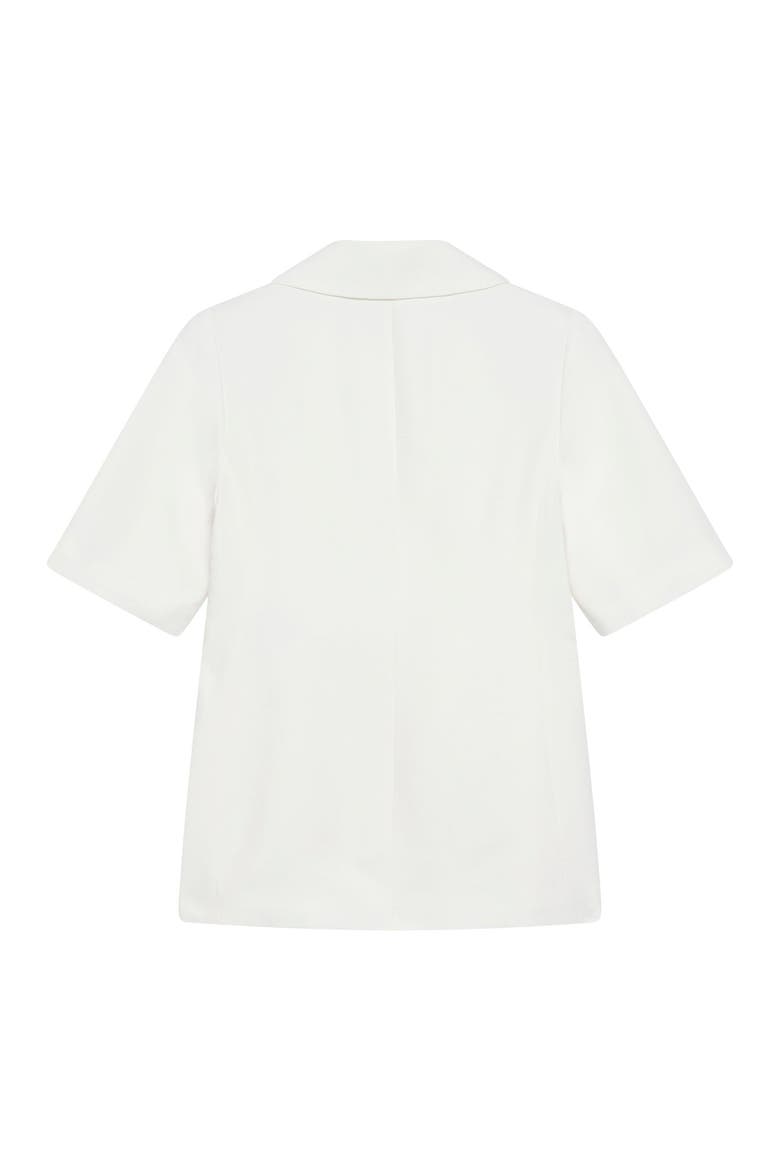 Linen Blend Short Sleeve Blazer, Alternate, color, Cream
