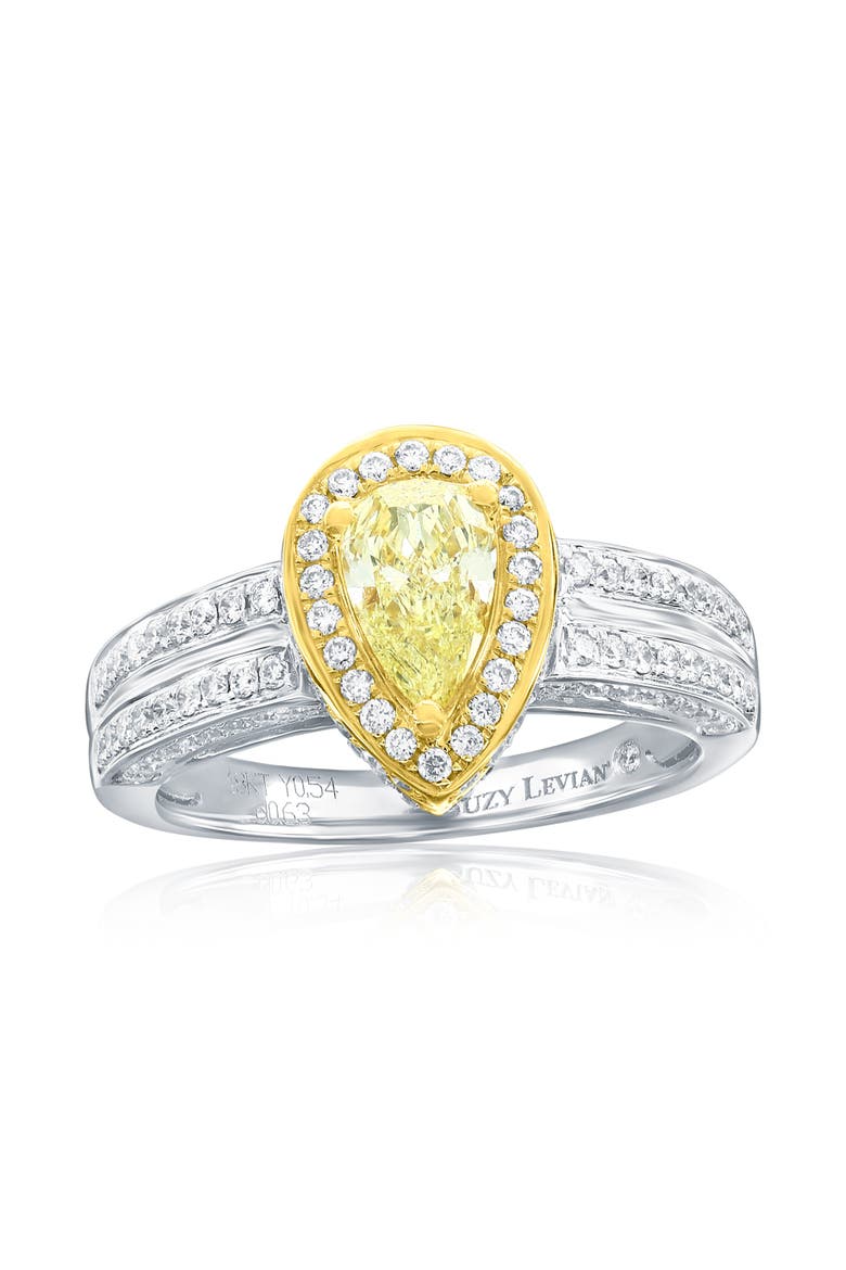 18K White & Yellow Gold 0.54ct GIA-Certified Yellow Diamond & 0.63cttw Diamond Ring, Main, color, Yellow