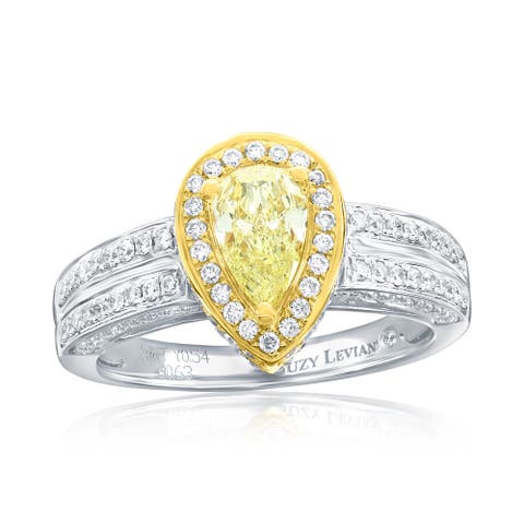 18K White & Yellow Gold 0.54ct GIA-Certified Yellow Diamond & 0.63cttw Diamond Ring