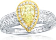 SOUZANA by Suzy Levian 18K White & Yellow Gold 0.54ct GIA-Certified Yellow Diamond & 0.63cttw Diamond Ring