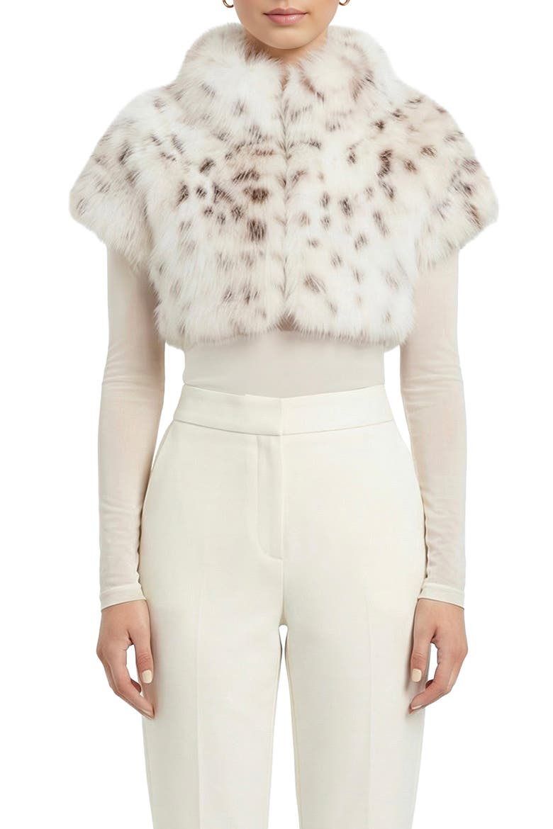 Fur-Free Lynx Belly (Faux Fur) Bolero, Short Sleeves, Alternate, color, LYX
