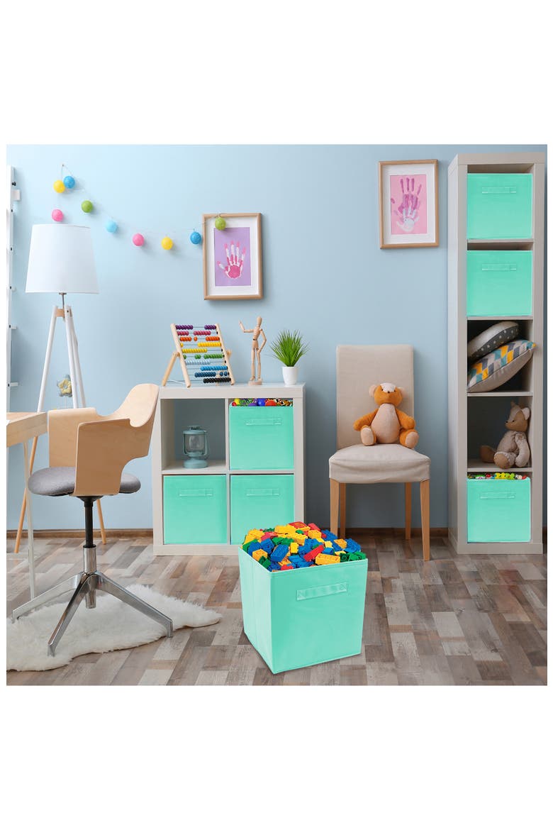 Foldable Storage Cube Basket Bin - Set of 6 - Teal, Alternate, color, TEAL
