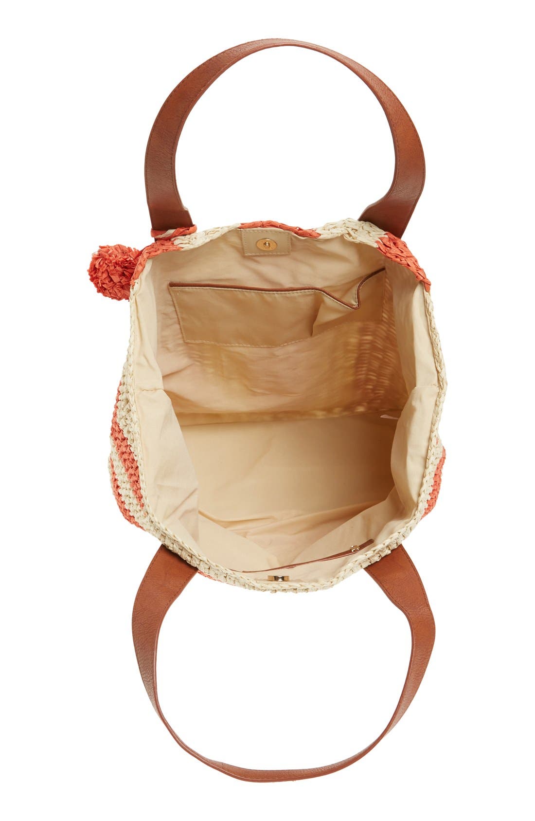 'Sherwood' Straw Beach Tote, Alternate, color, CORAL/ NATURAL
