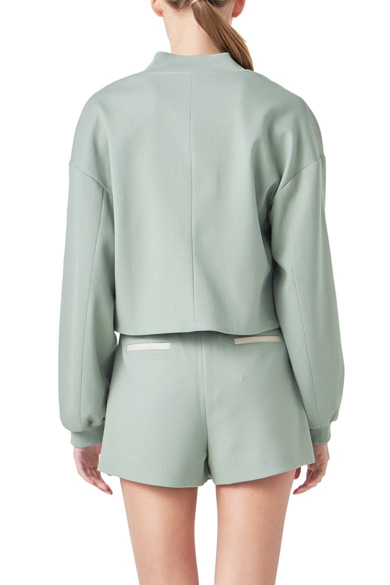 Crop Bomber Jacket, Alternate, color, SAGE