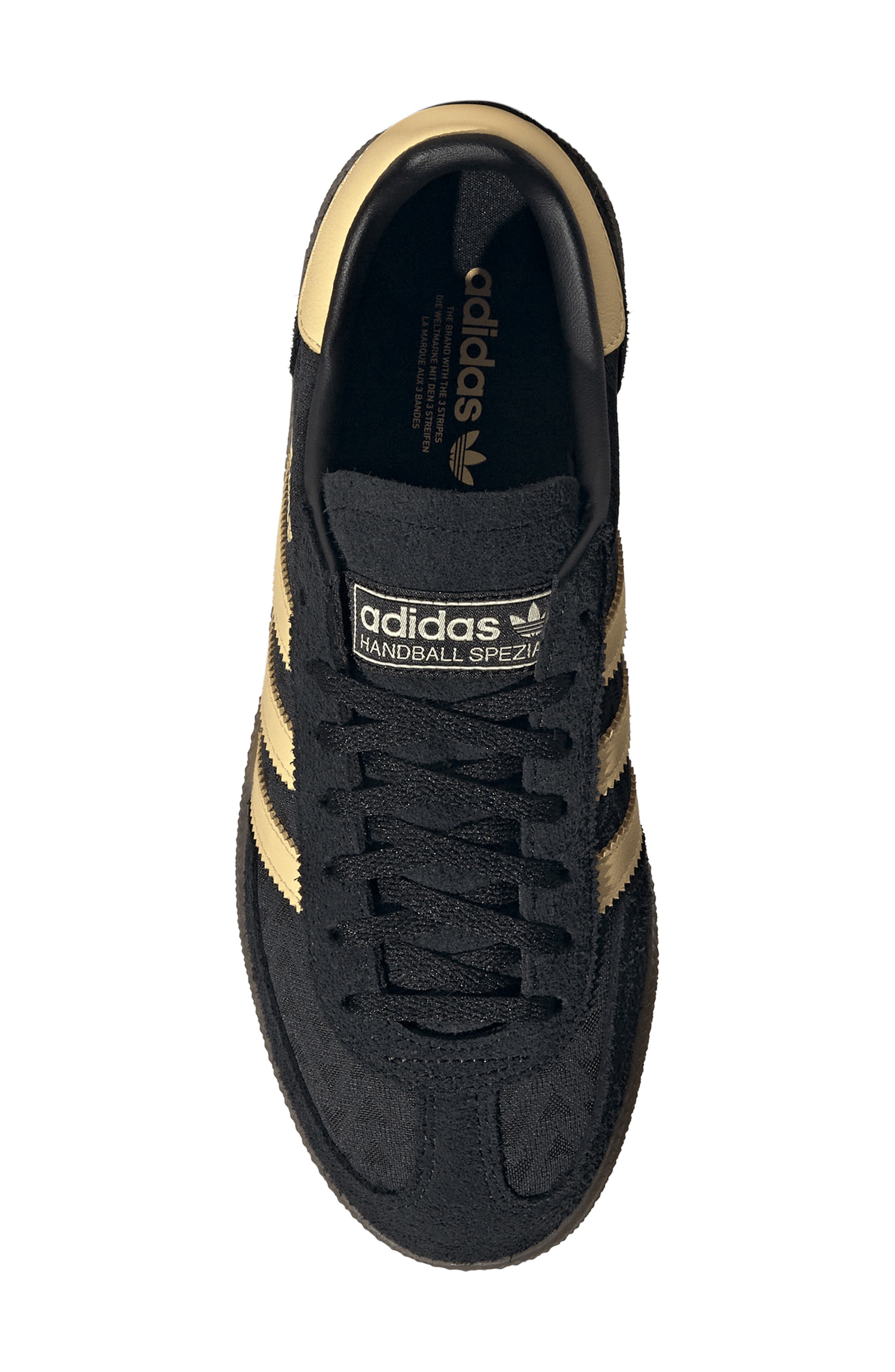 adidas Handball Spezial Sneaker, Alternate, color, Core Black/ Orange Tint/ Gum5