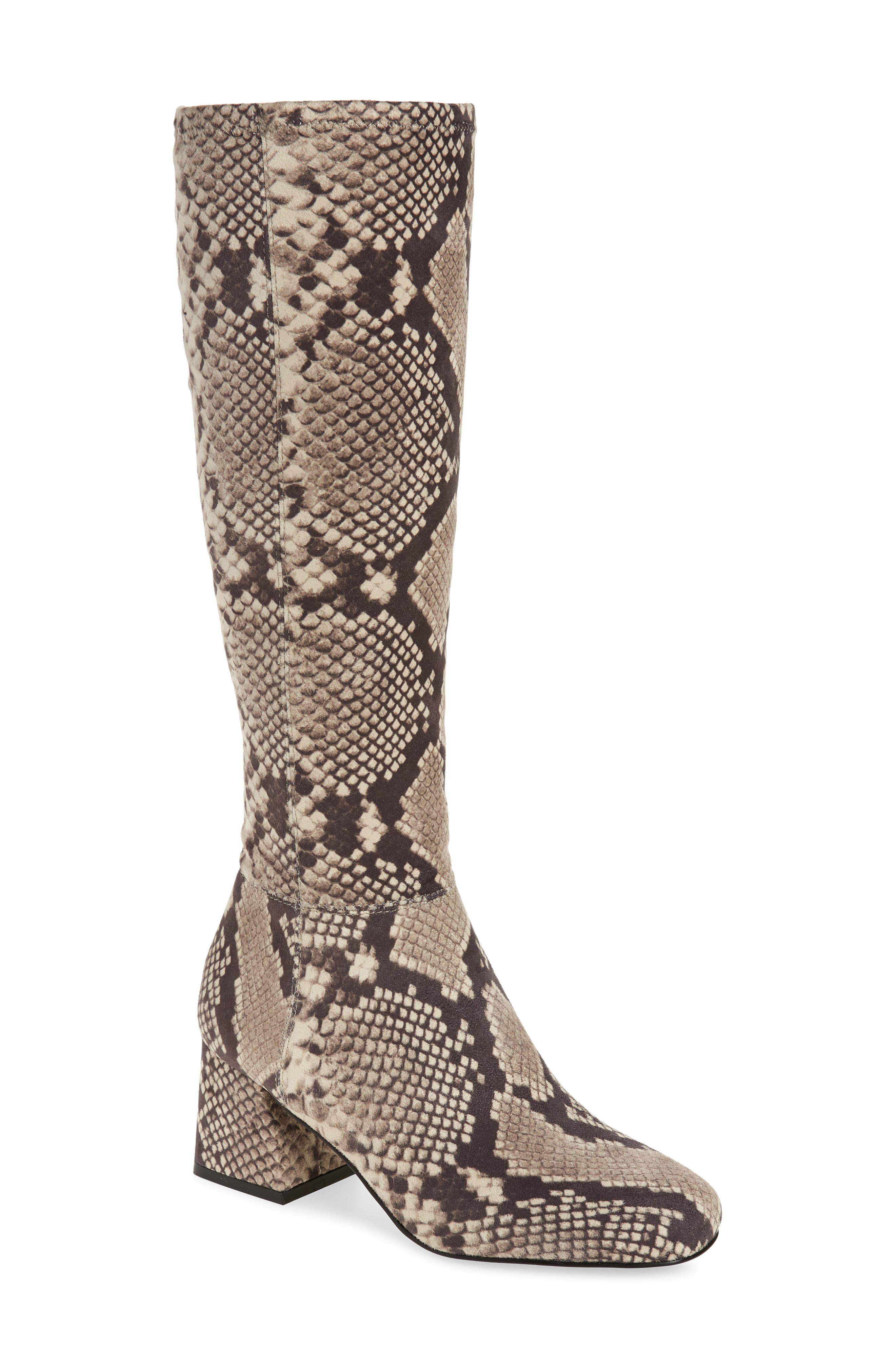 Dexie Block Heel Tall Boot, Main, color, NATURAL SNAKE PRINT