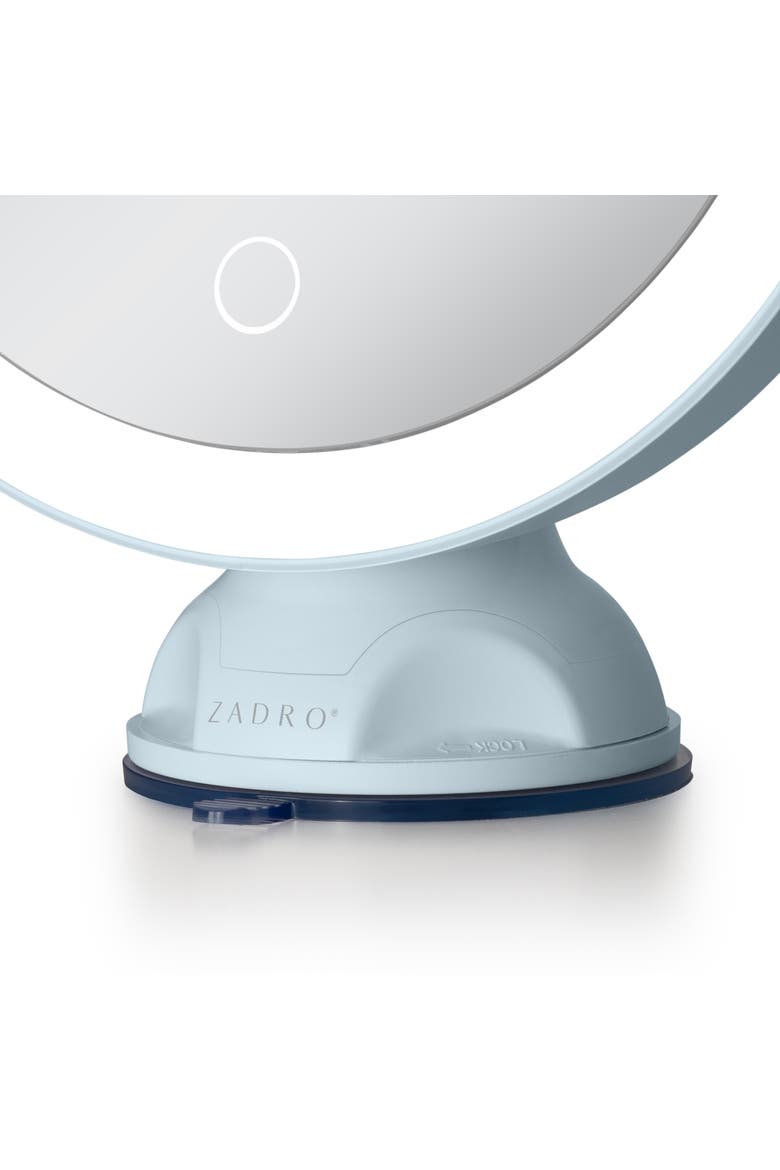Lighted Wall Mounted Suction Cup Makeup Mirror with 10X Magnification, Alternate, color, French Blue