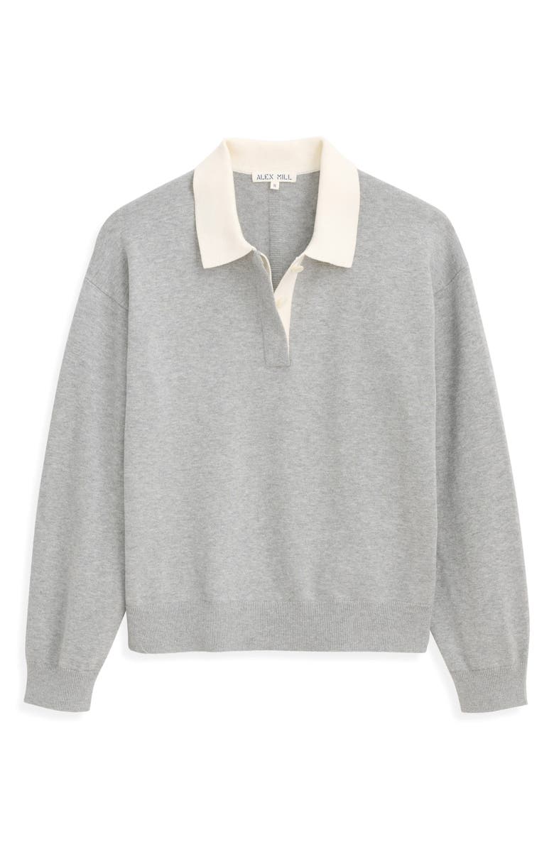 Alex Mill Bond St. Contrast Collar Cotton & Cashmere Polo Sweater, Alternate, color, Grey Flannel