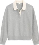 Alex Mill Bond St. Contrast Collar Cotton & Cashmere Polo Sweater