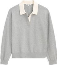Alex Mill Bond St. Contrast Collar Cotton & Cashmere Polo Sweater