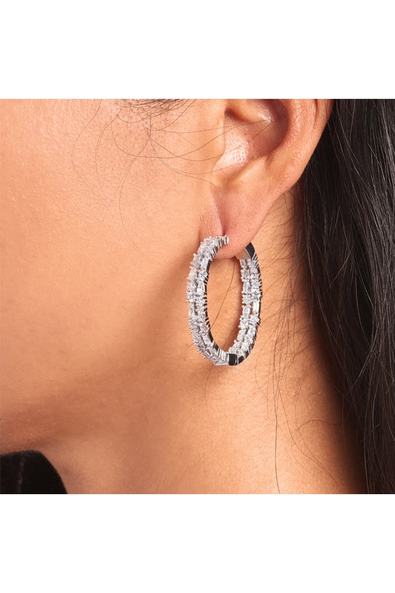 Small Casey Hoop, Alternate, color, White/White Rhodium
