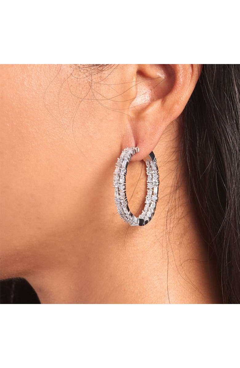 NICKHO REY Small Casey Hoop, Alternate, color, White/White Rhodium