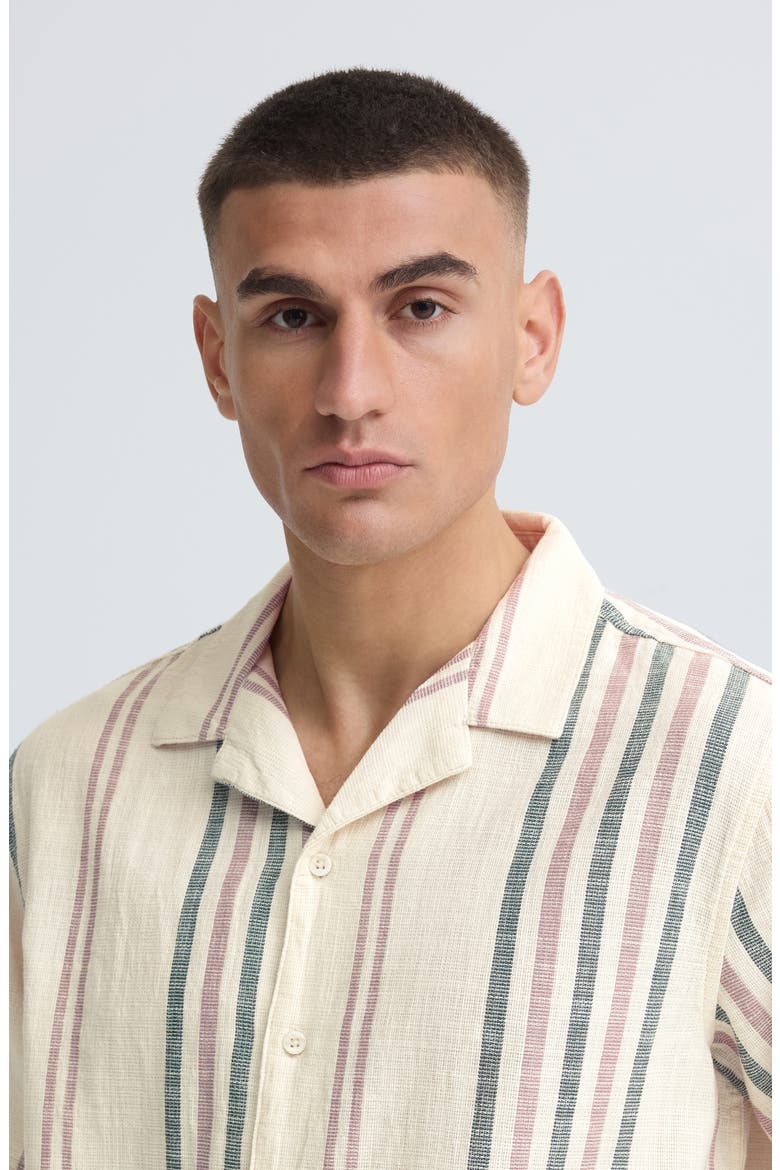 Isai Stripe Linen Blend Camp Shirt, Alternate, color, BUNGEE CORD