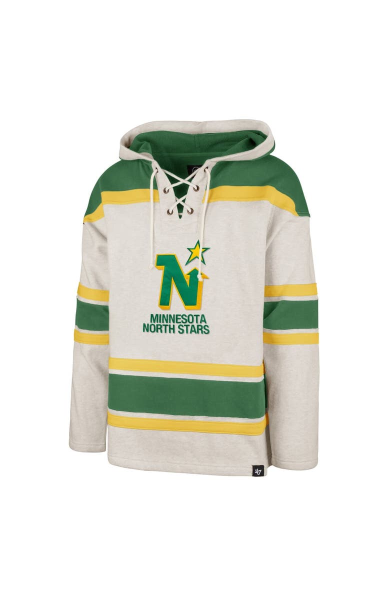 '47 Men's '47 Oatmeal Minnesota North Stars Heritage Rockaway Lace-Up Pullover Hoodie, Alternate, color, Oatmeal