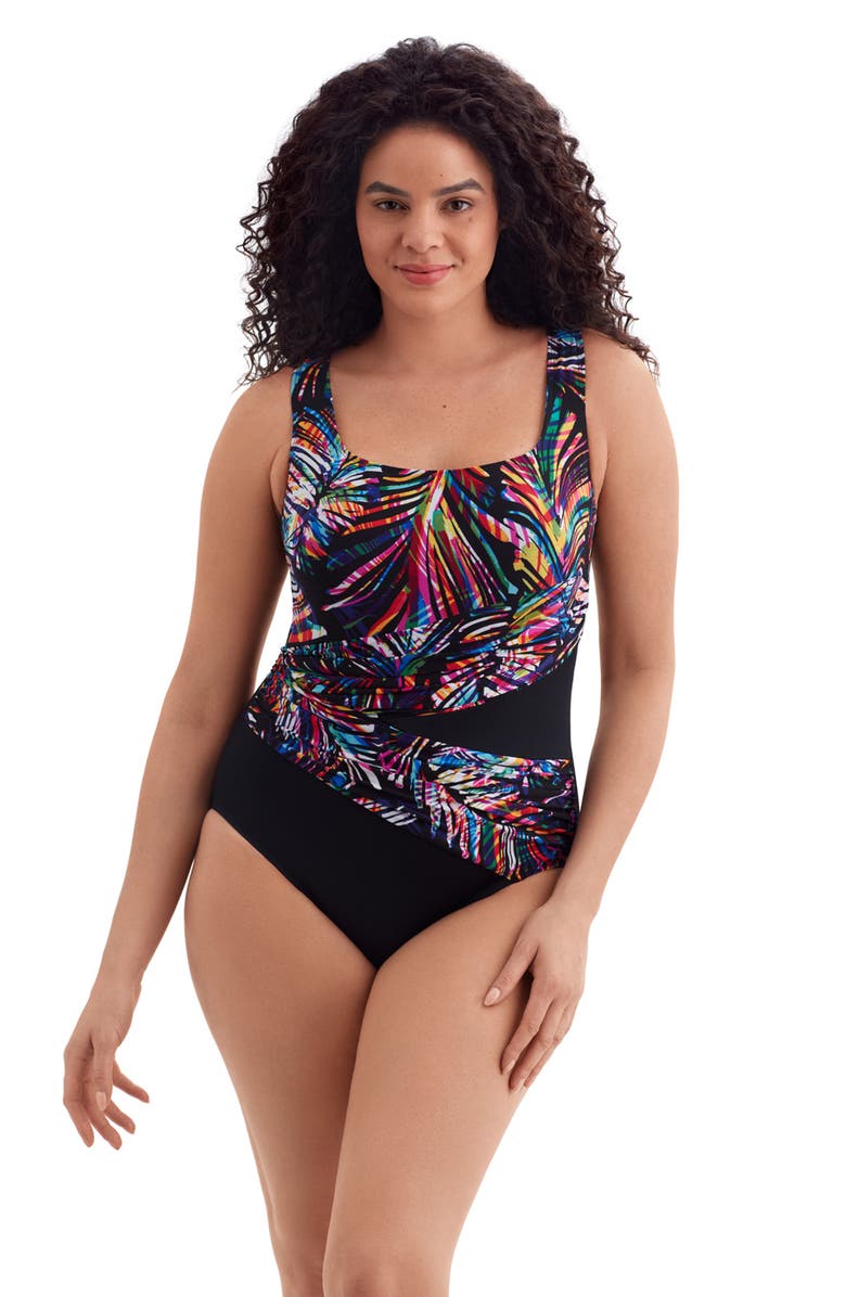 Longitude Wrap Sash Tank Long Torso One-Piece Swimsuit, Main, color, Coolangata