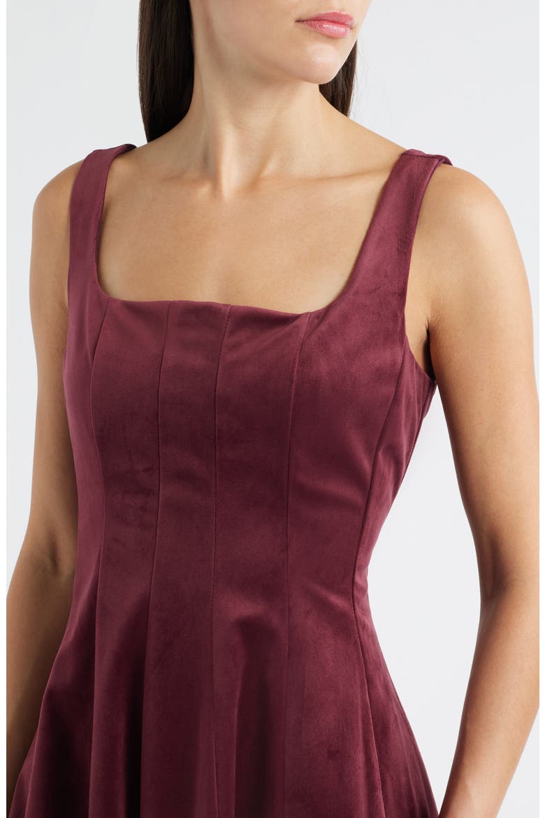 Velvet Fit & Flare Dress, Alternate, color, BORDEAUX