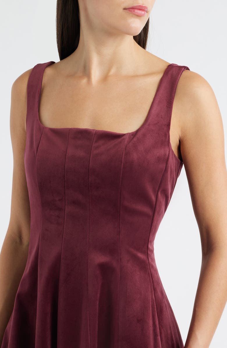 Sam Edelman Velvet Fit & Flare Dress, Alternate, color, Bordeaux