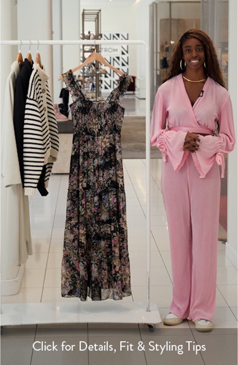 Dylan Floral Smock Bodice Maxi Dress, sales video thumbnail