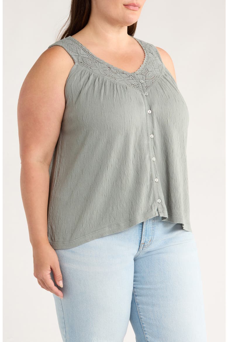 Lace Trim Sleeveless Top, Alternate, color, GREEN BAY