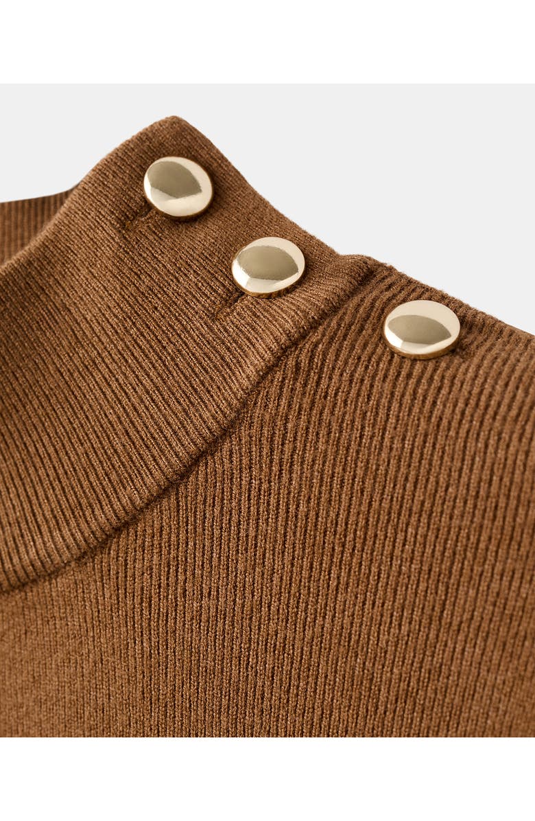 MANGO Perkins Stripe Mock Neck Sweater, Alternate, color, Medium Brown