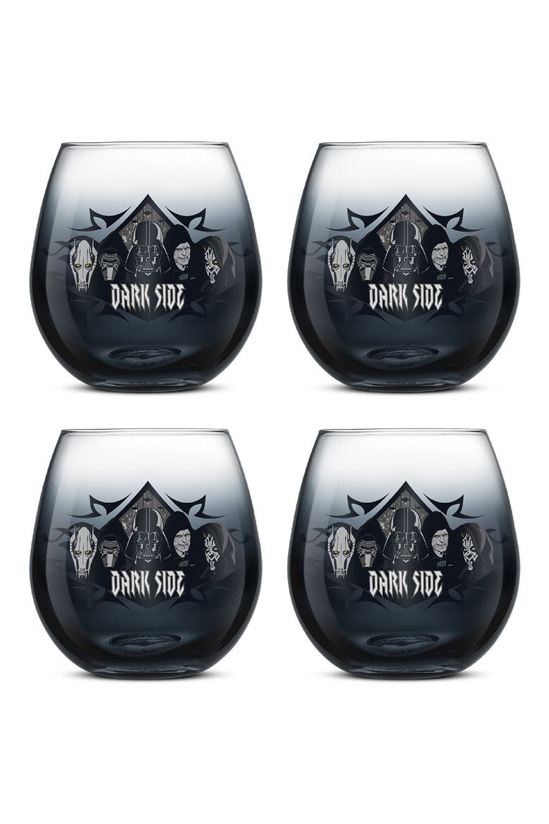 Star Wars Dark Side Set of 4 Stemless Drinking Glasses, Main, color, BLACK