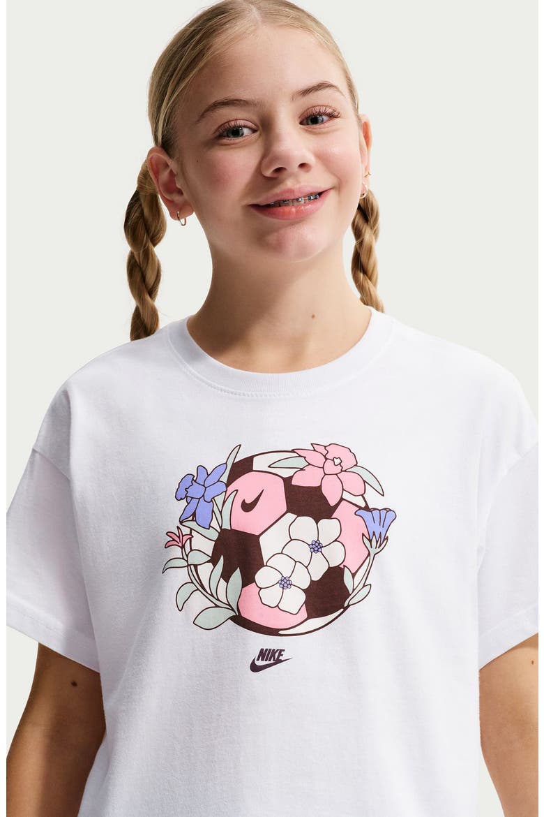 Kids' Sportswear Essential Soccer Boxy Graphic T-Shirt, Alternate, color, WHITE