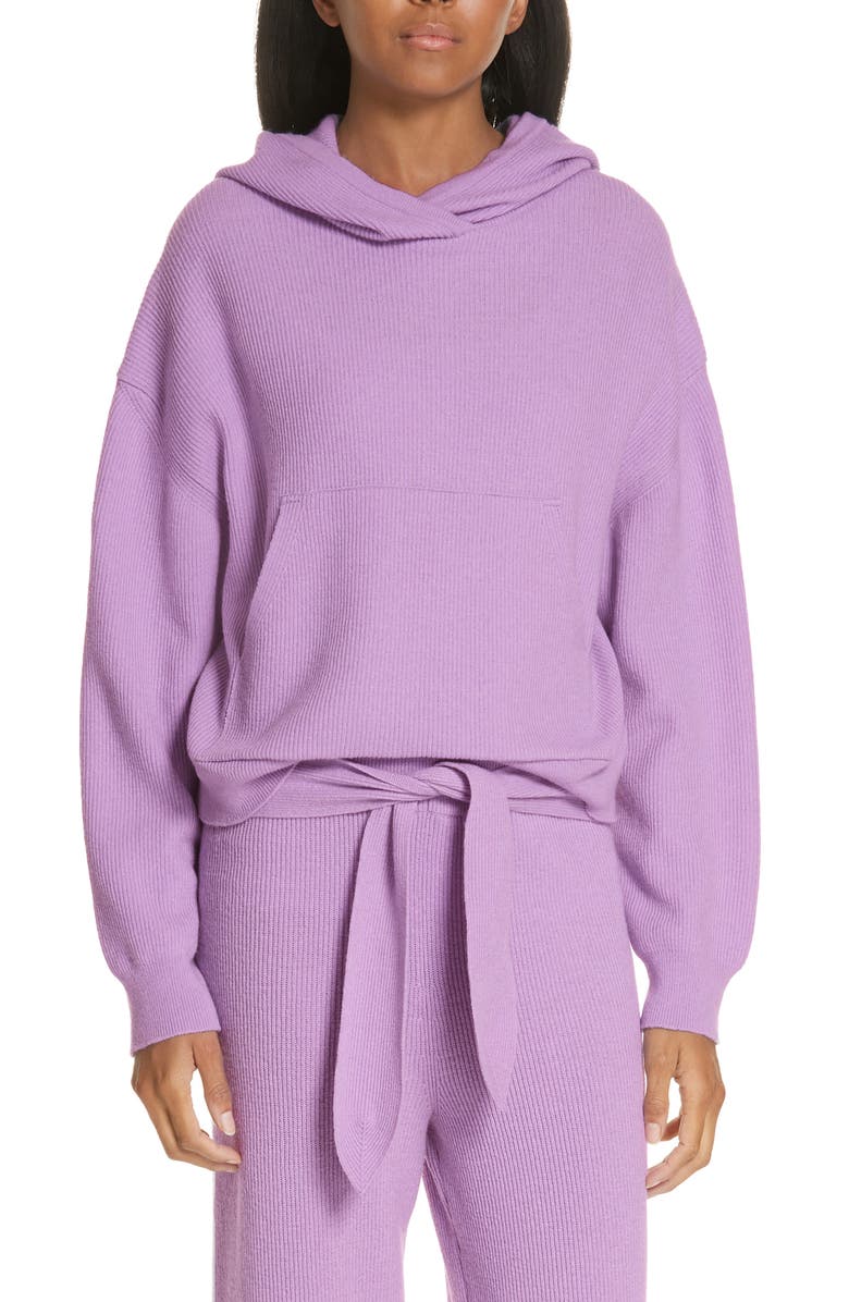 Nanushka Merino Wool & Cashmere Blend Crop Hoodie, Main, color, 