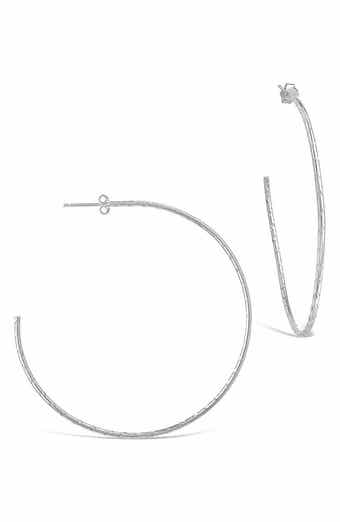 Sterling Silver Hammered 2.25" Hoop Earrings