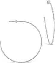 Sterling Forever Sterling Silver Hammered 2.25" Hoop Earrings
